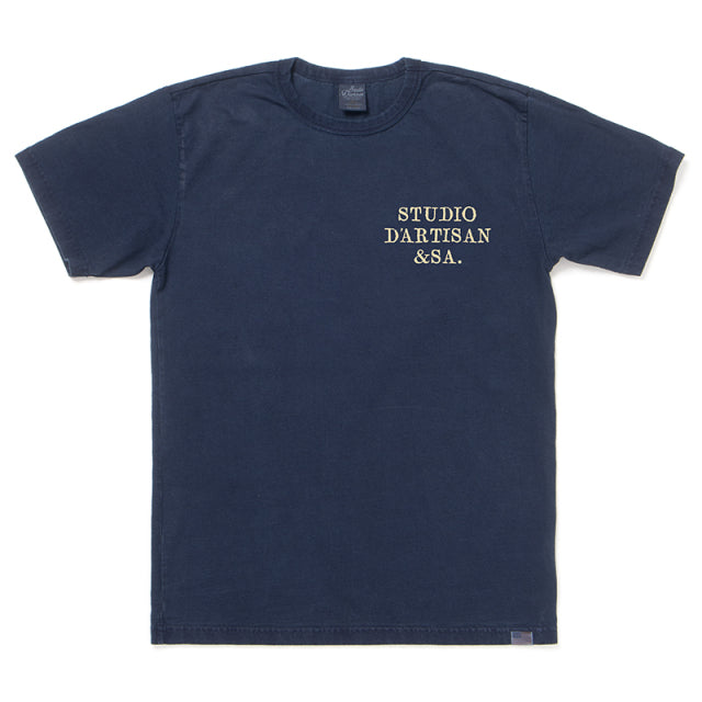 USAコットンインディゴTシャツ(プリントあり)【8136A】
