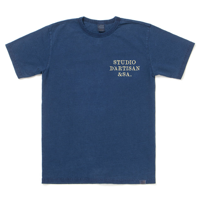 USAコットンインディゴTシャツ(プリントあり)【8136A】