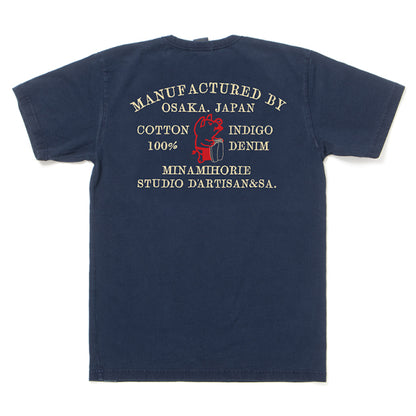 USAコットンインディゴTシャツ(プリントあり)【8136A】