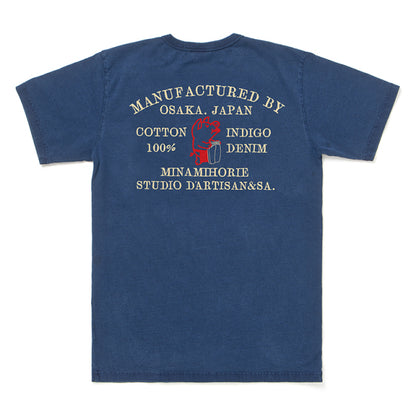 USAコットンインディゴTシャツ(プリントあり)【8136A】