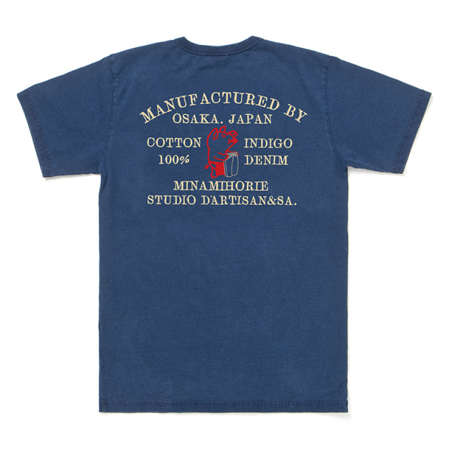 USAコットンインディゴTシャツ(プリントあり)【8136A】